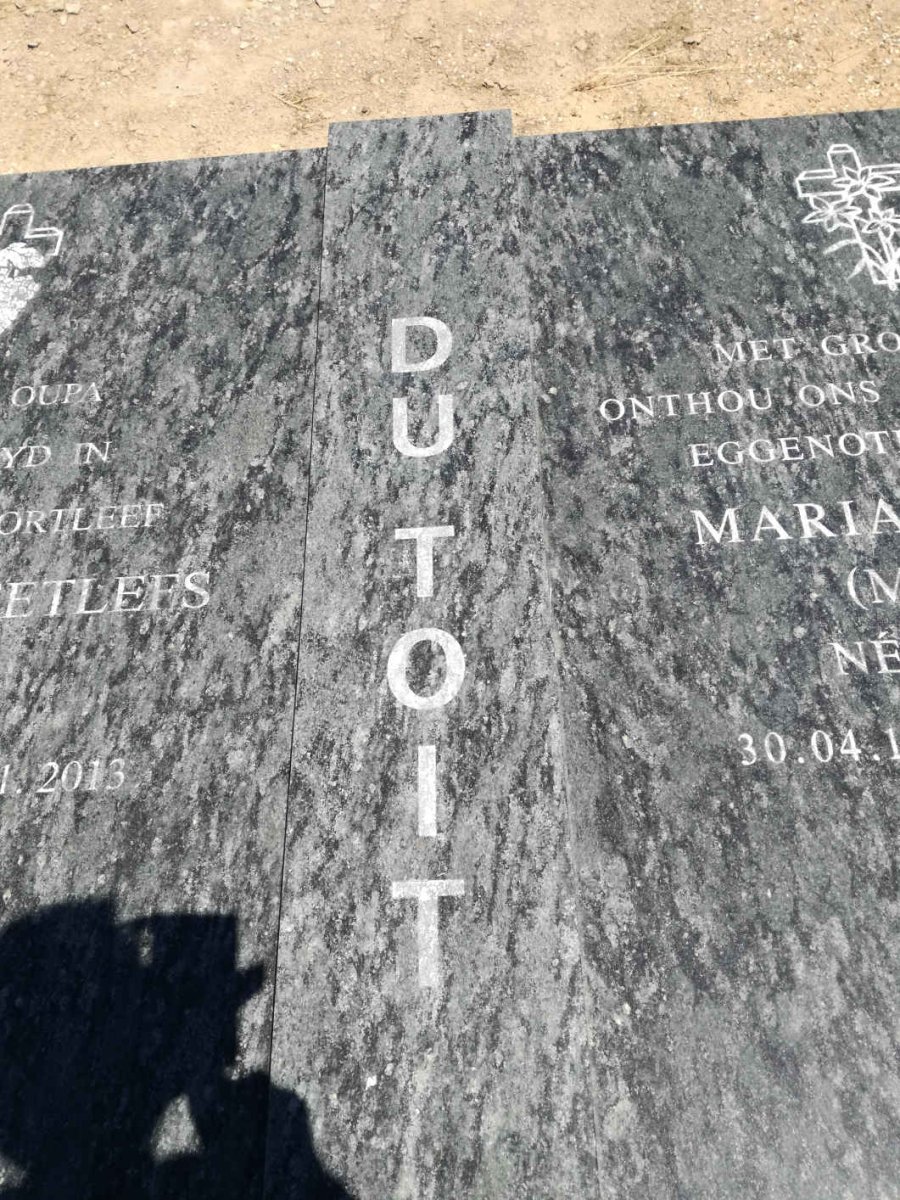 TOIT Nicolaas Deetlefs, du 1951-2013 &amp; Maria Susanna DE WET 1954-2004