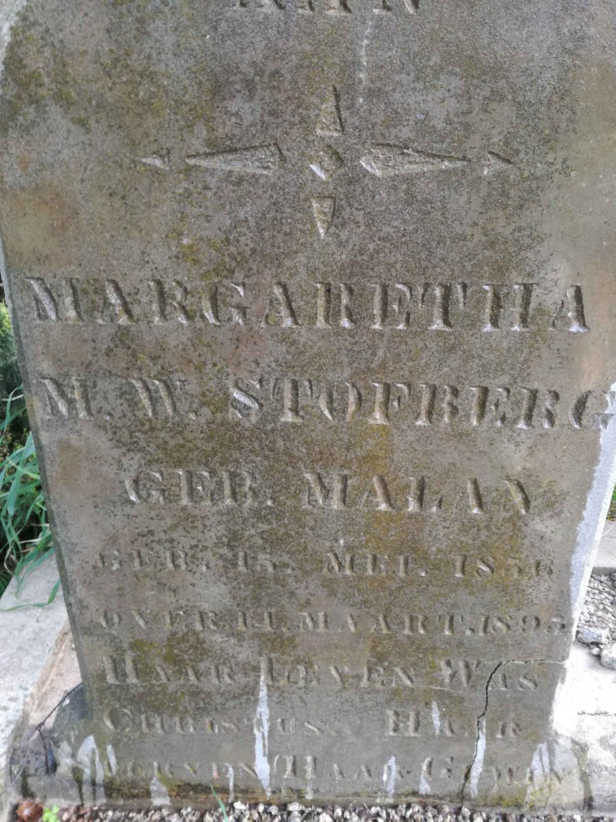 STOFBERG Margaretha M.W. nee MALAN 18?6-1895