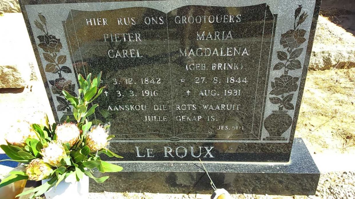 ROUX Pieter Carel, le 1842-1916 &amp; Maria Magdalena BRINK 1844-1931