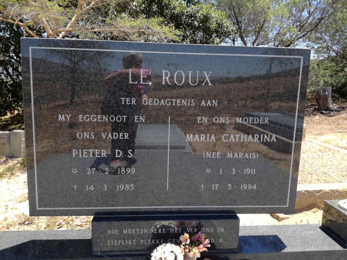 ROUX Pieter D.S., le 1899-1985 &amp; Maria Catharina MARAIS 1911-1994