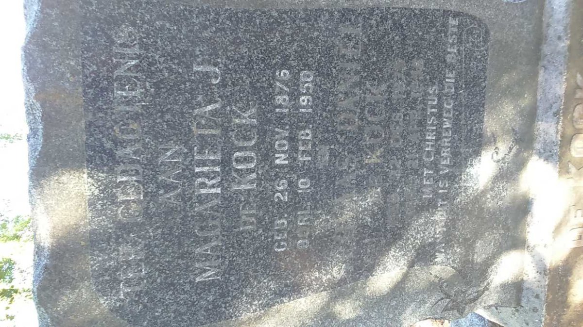 KOCK Servaas Daniel, de 1876-19?? &amp;  Magarieta J. 1876-1950