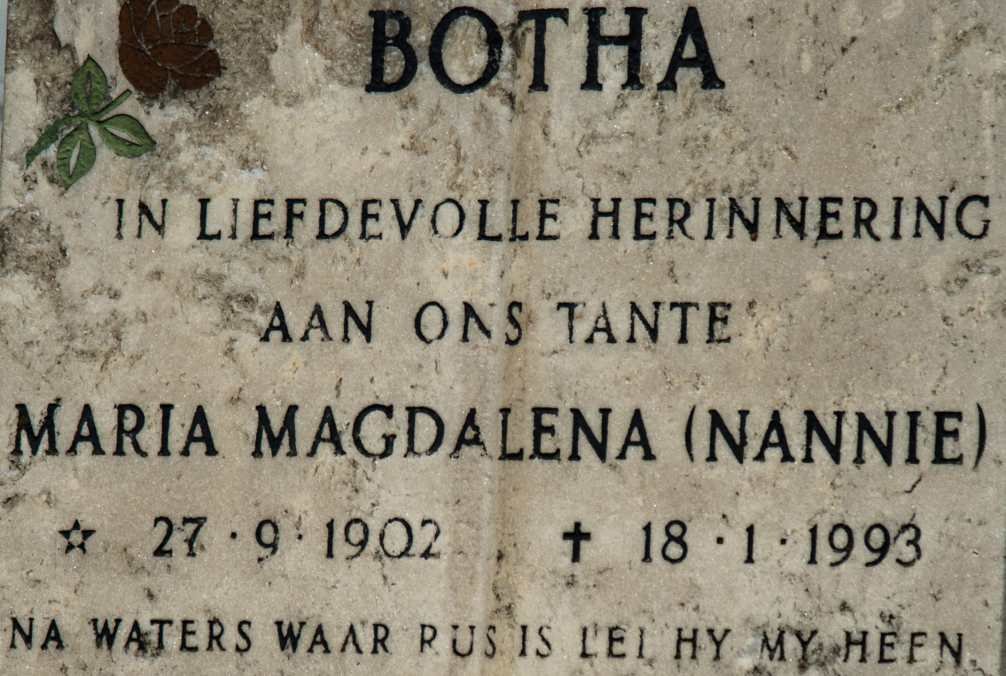 BOTHA Maria Magdalena 1902-1993
