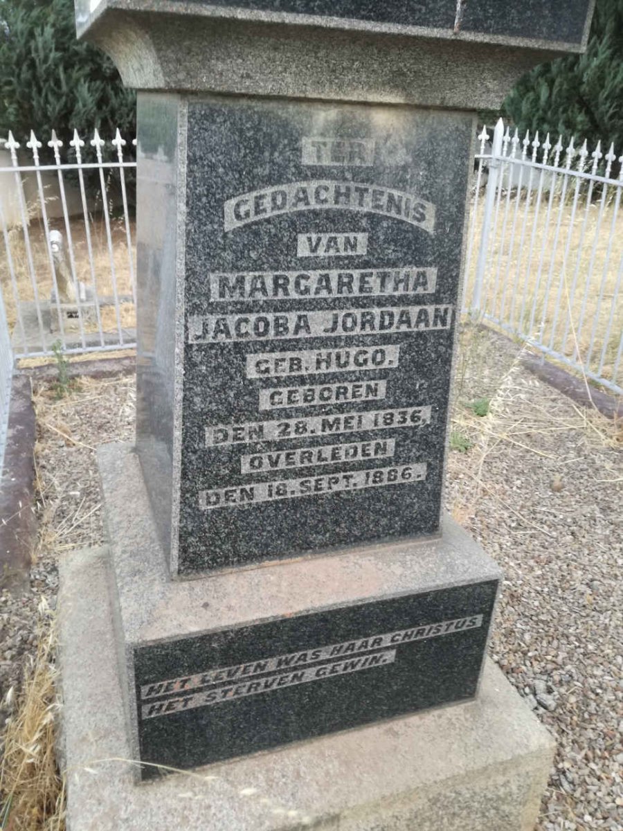 JORDAAN Margaretha Jacoba nee HUG0 1836-1886