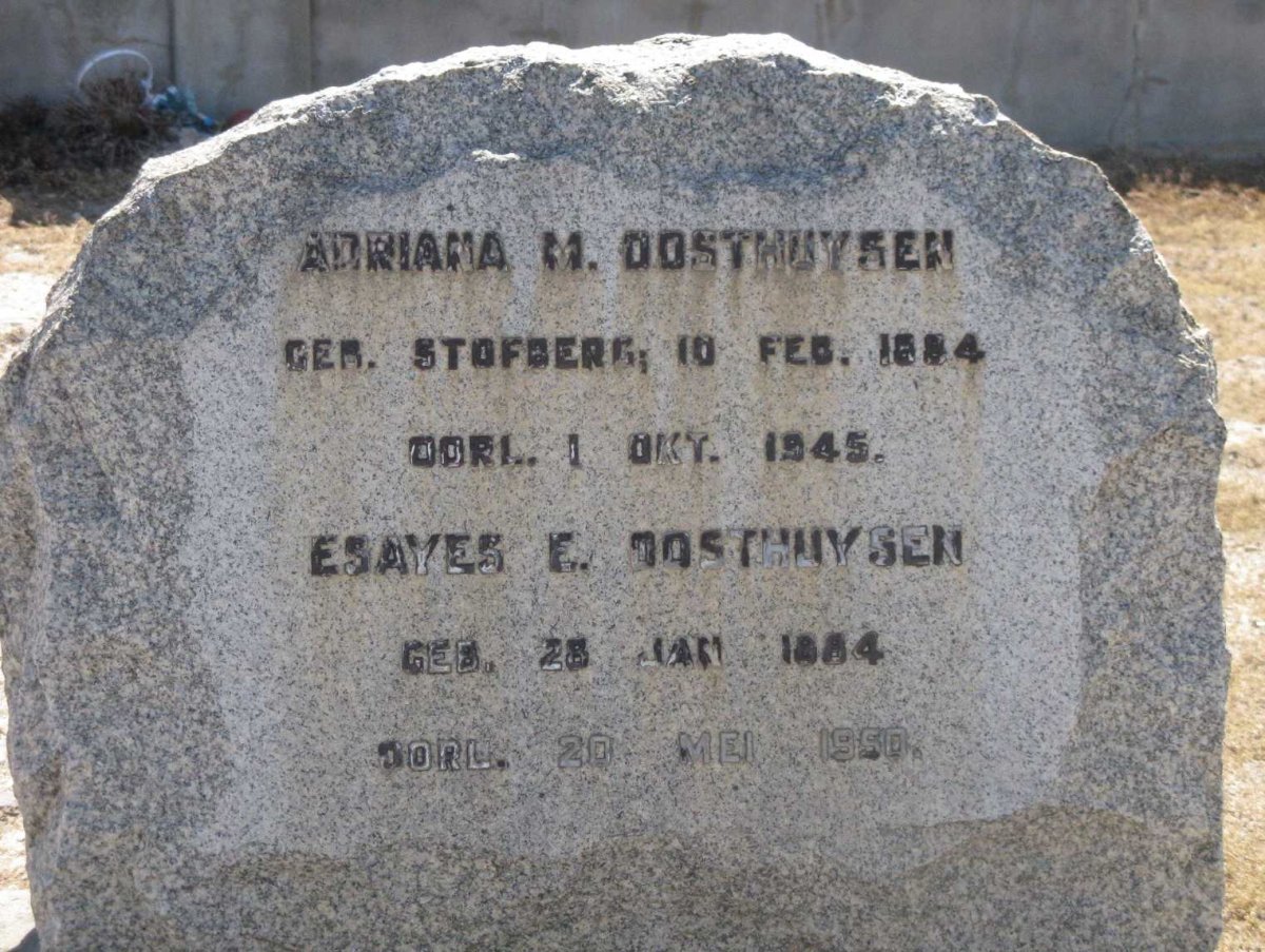 OOSTHUYSEN Esayes E. 1884-1950 &amp; Adriana M. STOFBERG 1884-1945