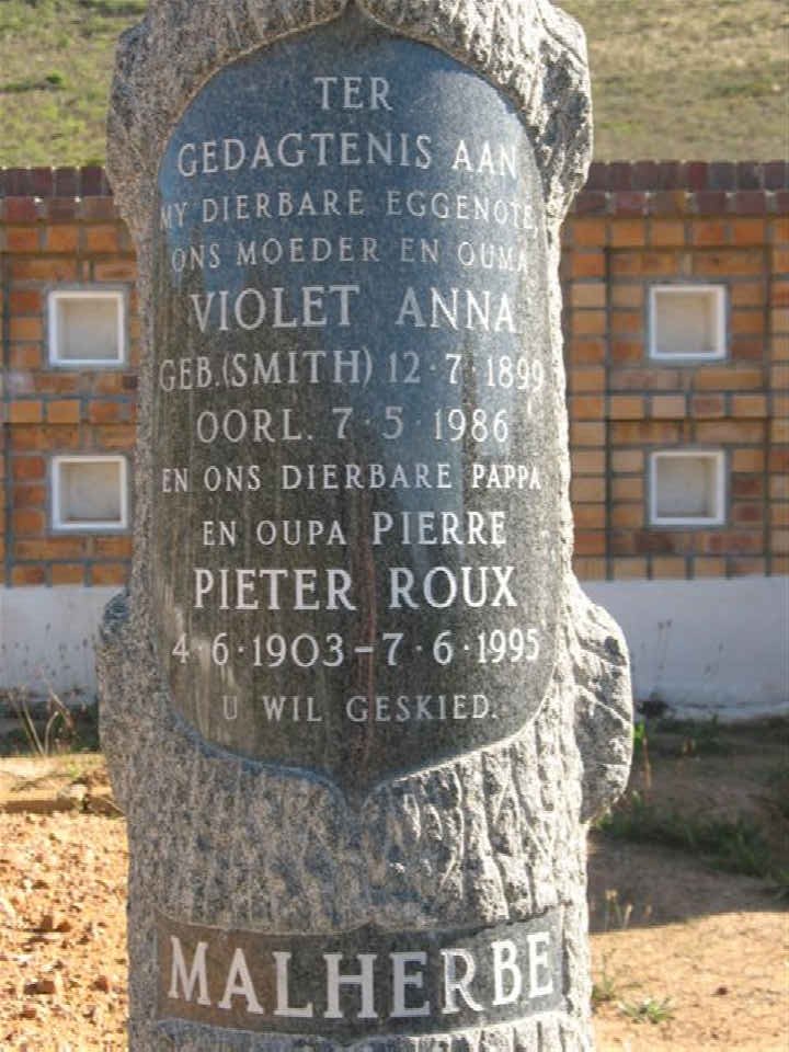 MALHERBE  Pieter Roux 1903-1995 &amp; Violet Anna SMITH 1899-1986