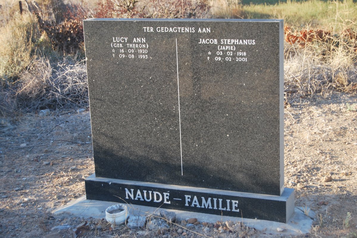 NAUDÉ Jacob Stephanus 1918-2001 &amp; Lucy Ann THERON 1920-1995