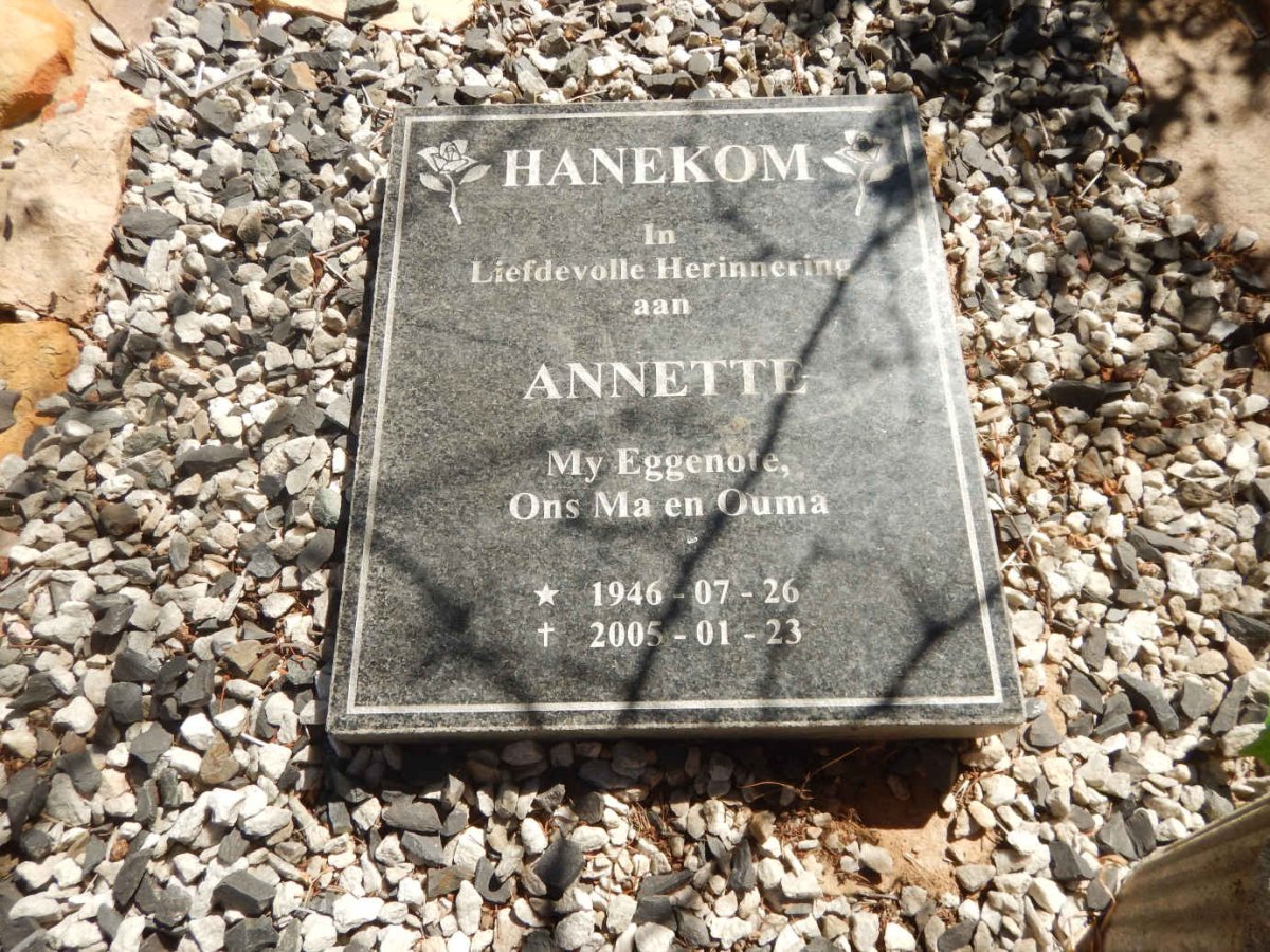 HANEKOM Annette 1946-2005