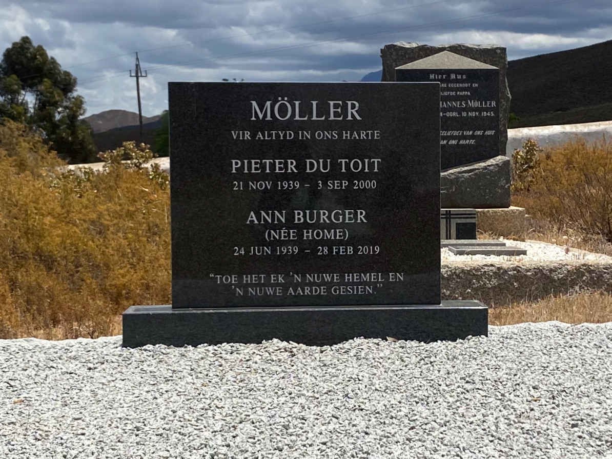 MOLLER Pieter du Toit 1939-2000 & Ann HOME 1939-2019