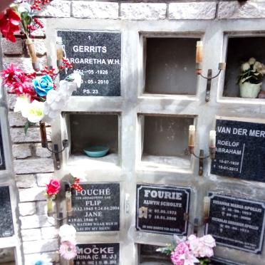 GERRITS Margaretha W.H. 1926-2010 :: MERWE Roelof Abraham, van der 1938-2013
