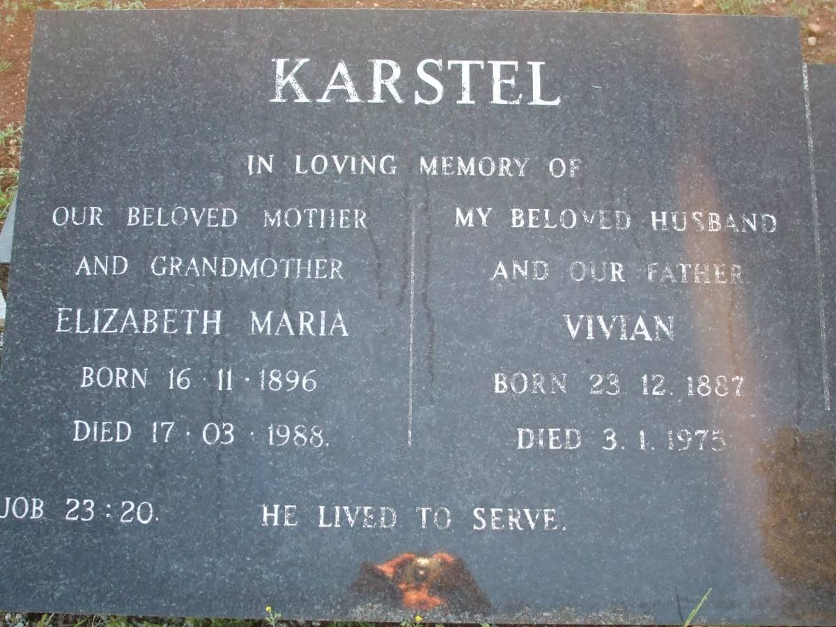KARSTEL Vivian 1887-1975 &amp; Elizabeth Maria 1896-1988