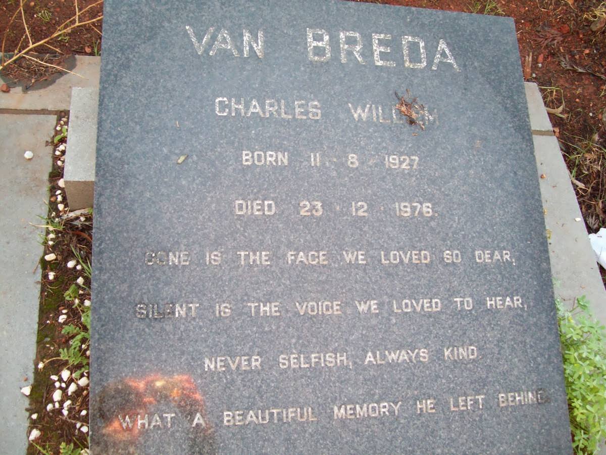 BREDA Charles William, van 1927-1976