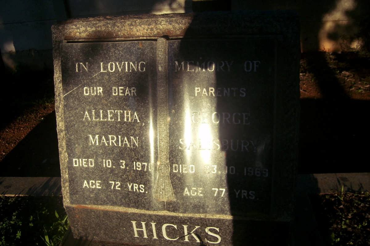 HICKS George -?? &amp; Alletha Marian -1971