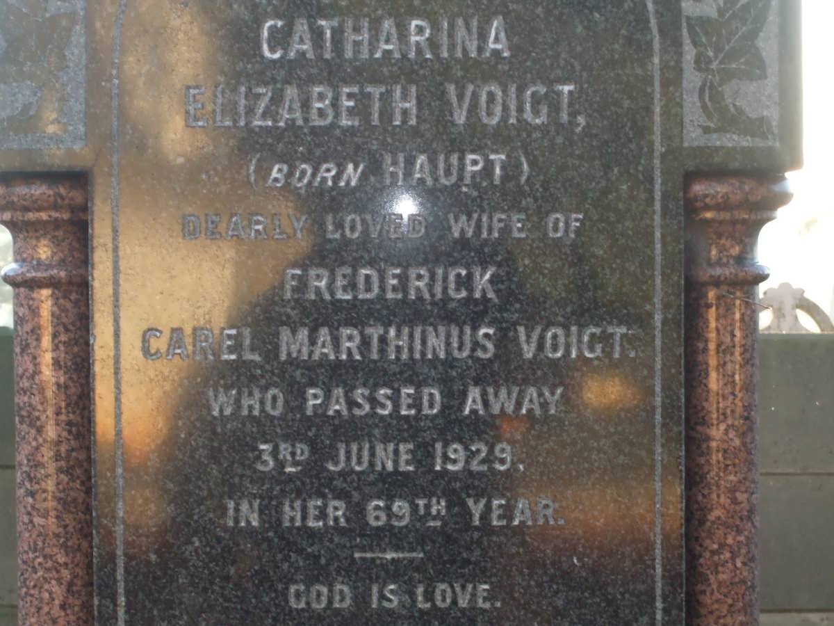 VOIGT F.C.M. -1934 &amp; Catharina Elizabeth nee HAUPT -1929