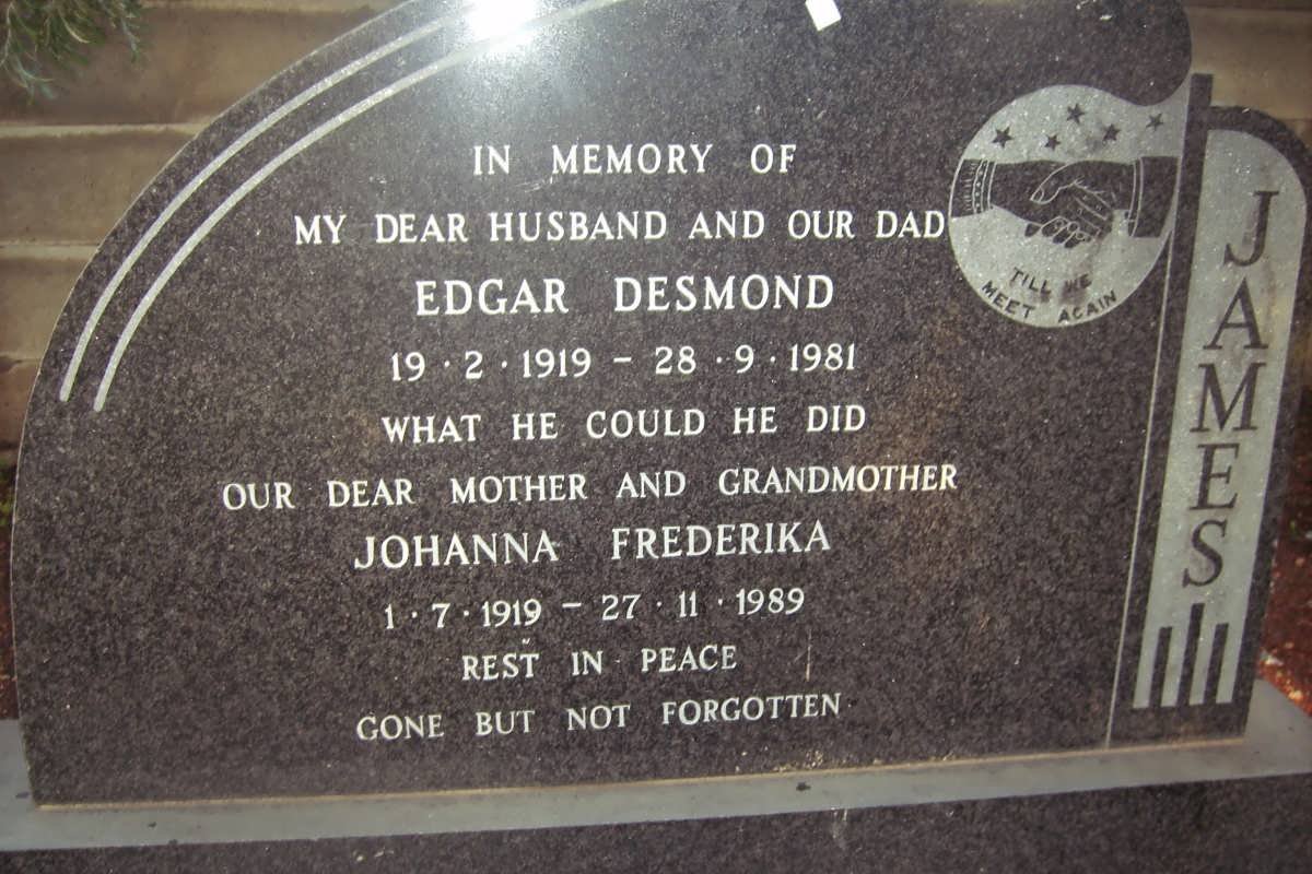 JAMES Edgar Desmond 1919-1981 &amp; Johanna Frederika 1919-1989