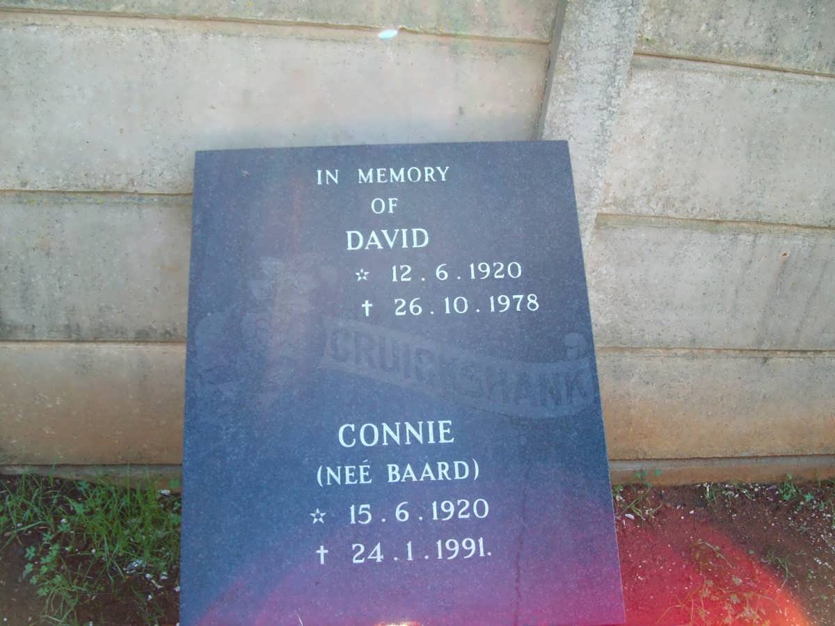 CRUICKSHANK David 1920-1978 &amp; Connie BAARD 1920-1991