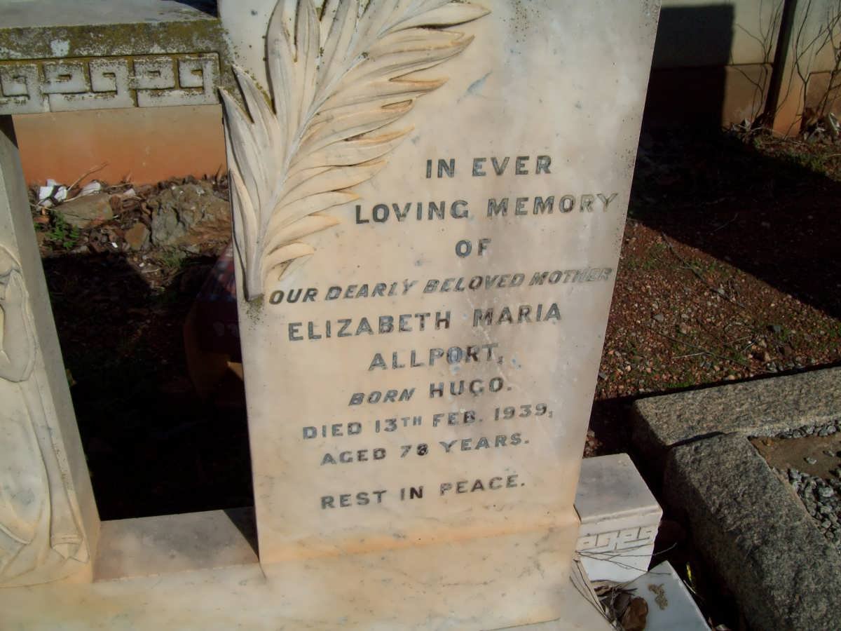 ALLPORT Elizabeth Maria nee HUGO -1939