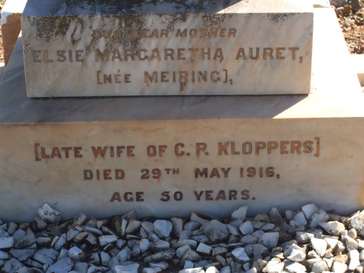 AURET Elsie Margaretha previously KLOPPERS nee MEIRING -1916