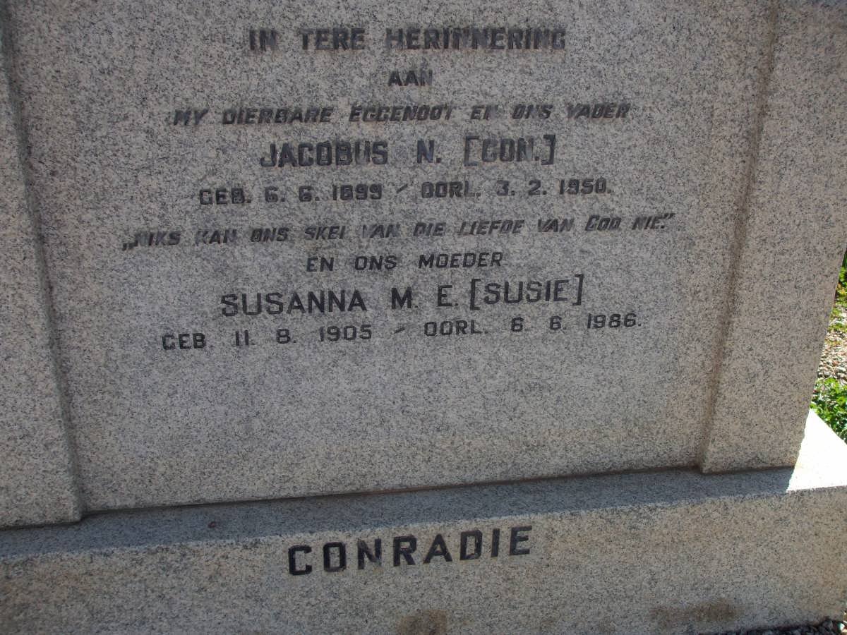 CONRADIE Jacobus N. 1899-1950 &amp; Susanna M.E. 1905-1986