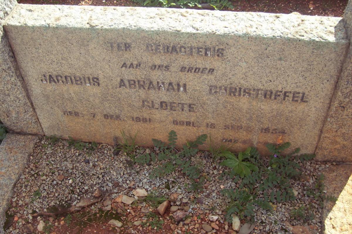 CLOETE Jacobus Abraham Christoffel 1881-1954