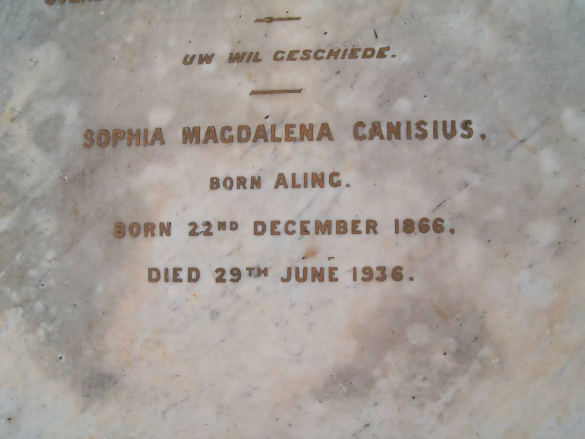 CANISIUS Sophia Magdalena nee ALING 1866-1936
