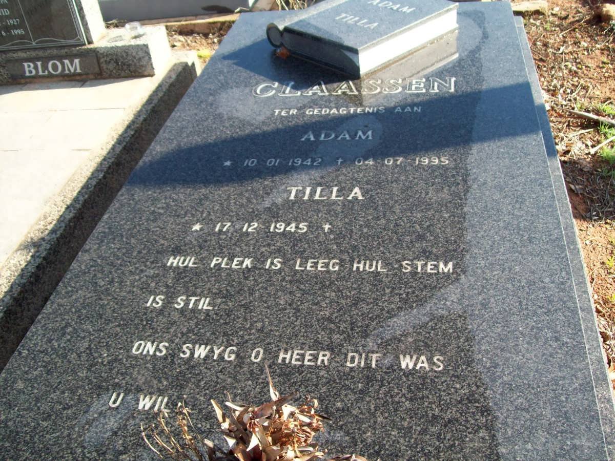CLAASSEN Adam 1942-1995 &amp; Tilla 1945-