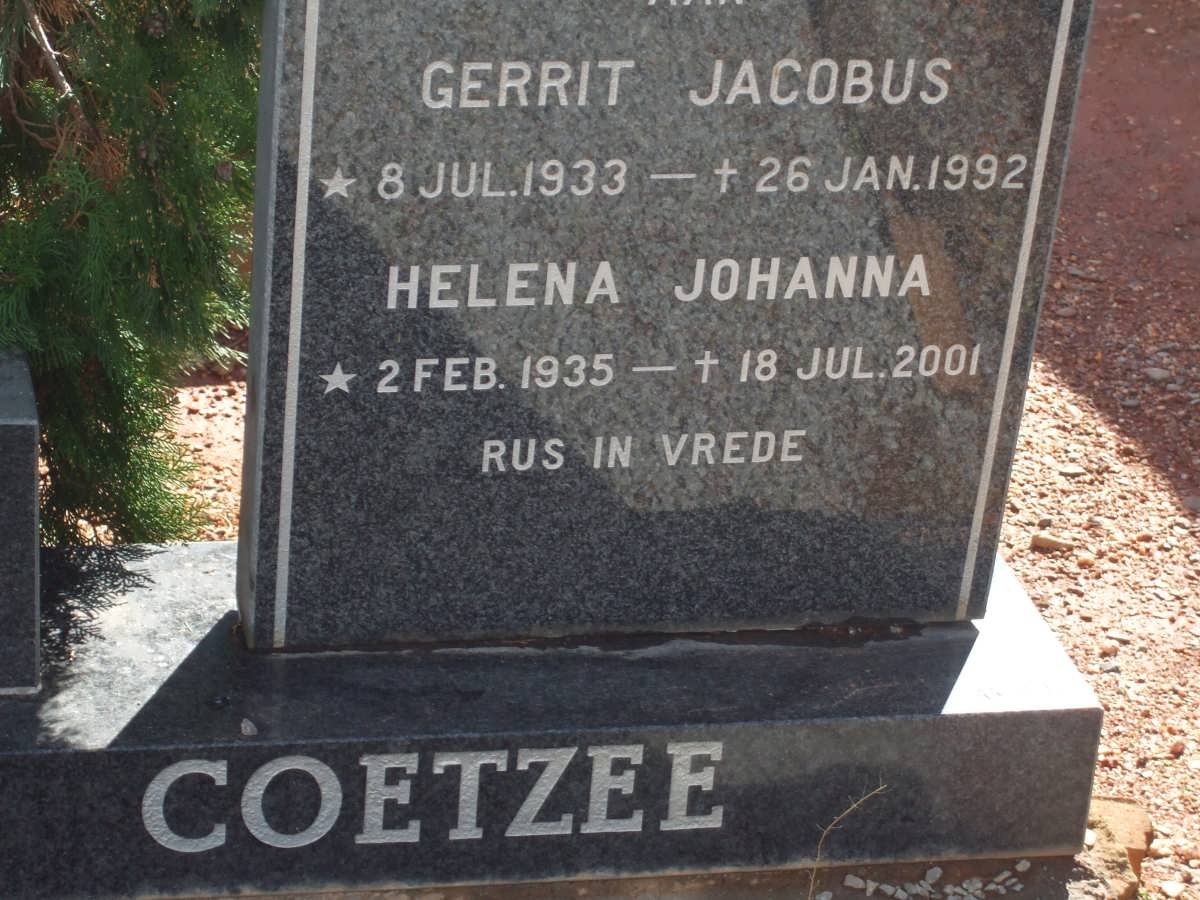 COETZEE Gerrit Jacobus 1933-1992 &amp; Helena Johanna 1935-2001