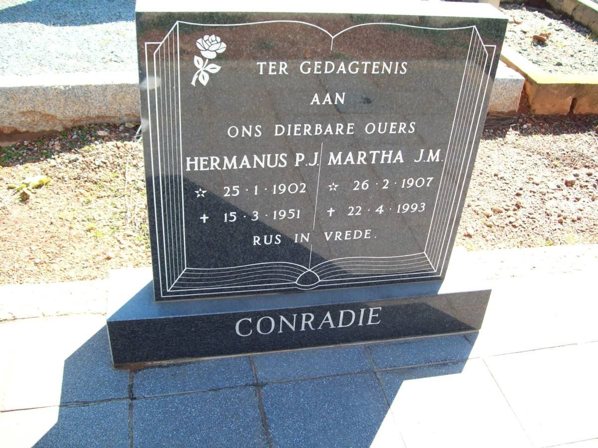 CONRADIE Hermanus P.J. 190-1951 &amp; Martha J.M. 1907-1993