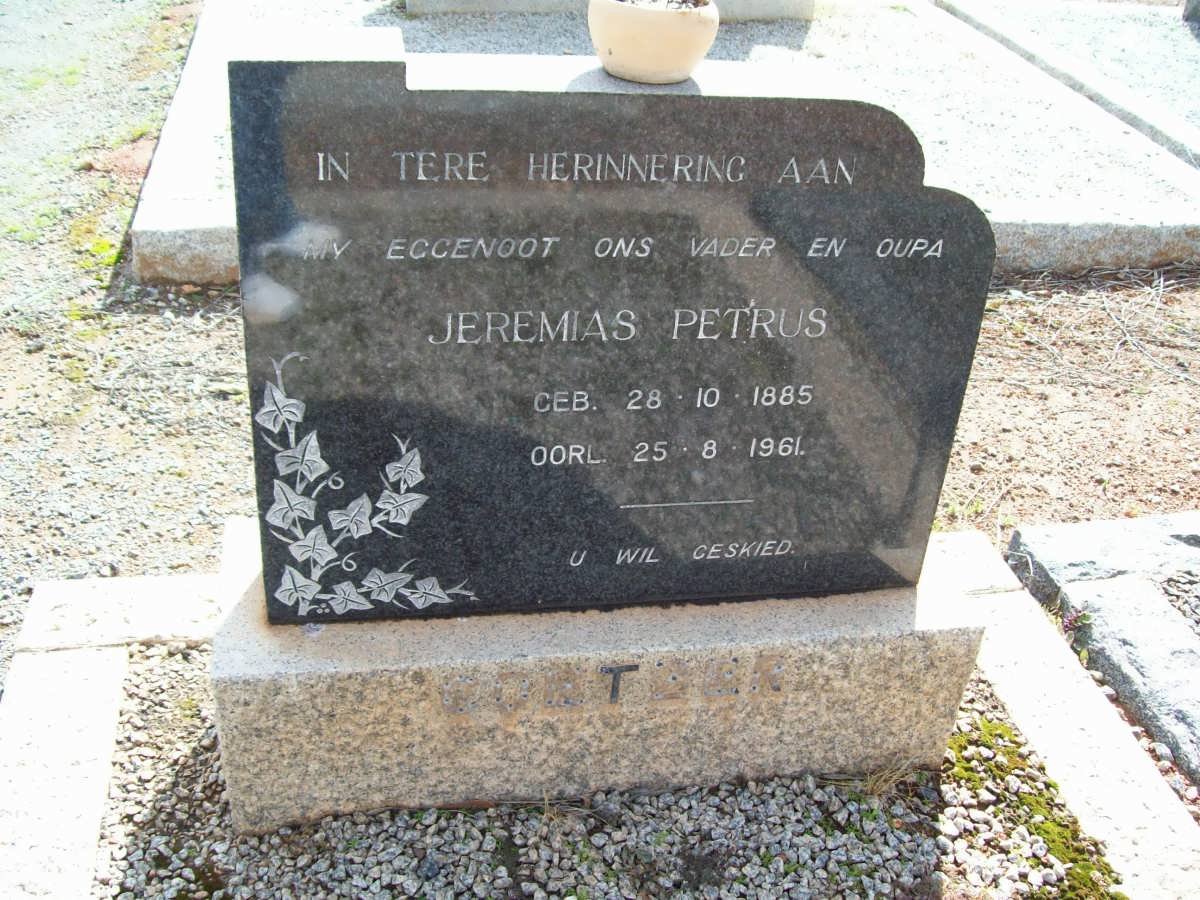 COETZER Jeremias Petrus 1885-1961