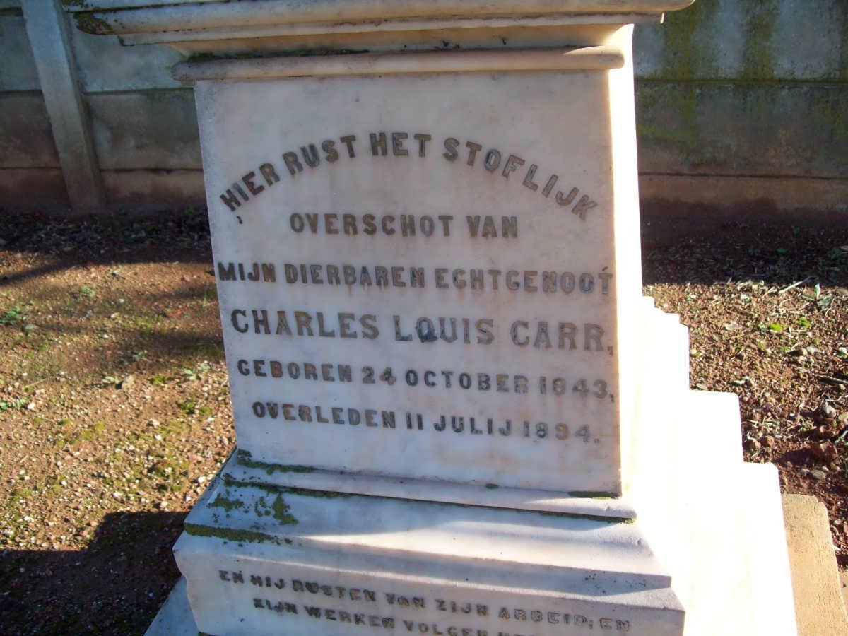 CARR Charles Louis 1843-1894 &amp; Isabella SMIT 1851-1912 :: CARR S.G. -1899