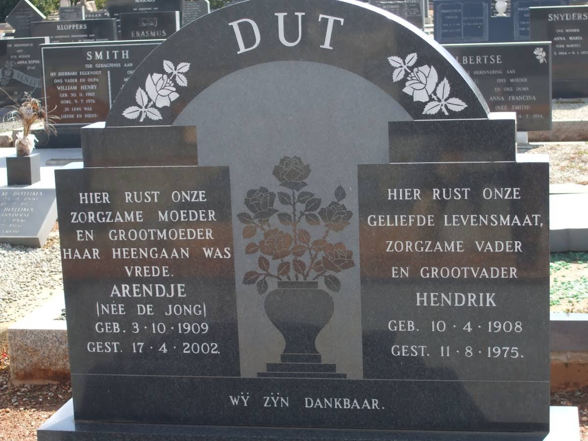 DUT Hendrik 1908-1975 &amp; Arendje DE JONG 1909-2002