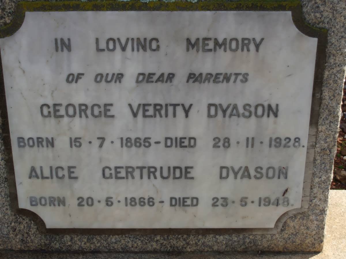 DYASON George Verity 1865-1928 &amp; Alice Gertrude 1866-1948