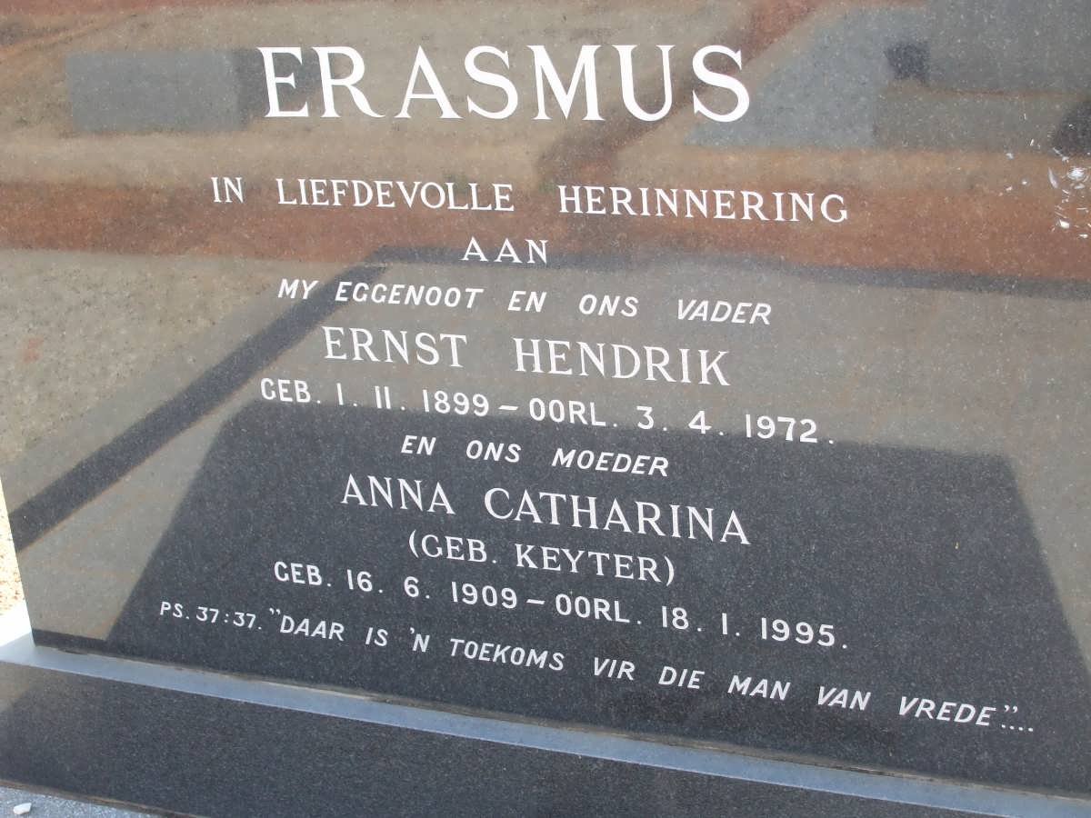 ERASMUS Ernst Hendrik 1899-1972 &amp; Anna Catharina KEYTER 1909-1995