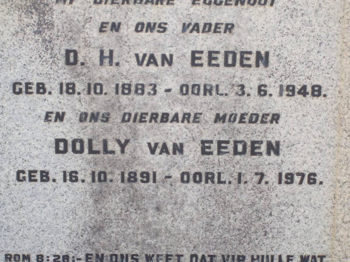 EEDEN D.H., van 1883-1948 &amp; Dolly 1891-1976