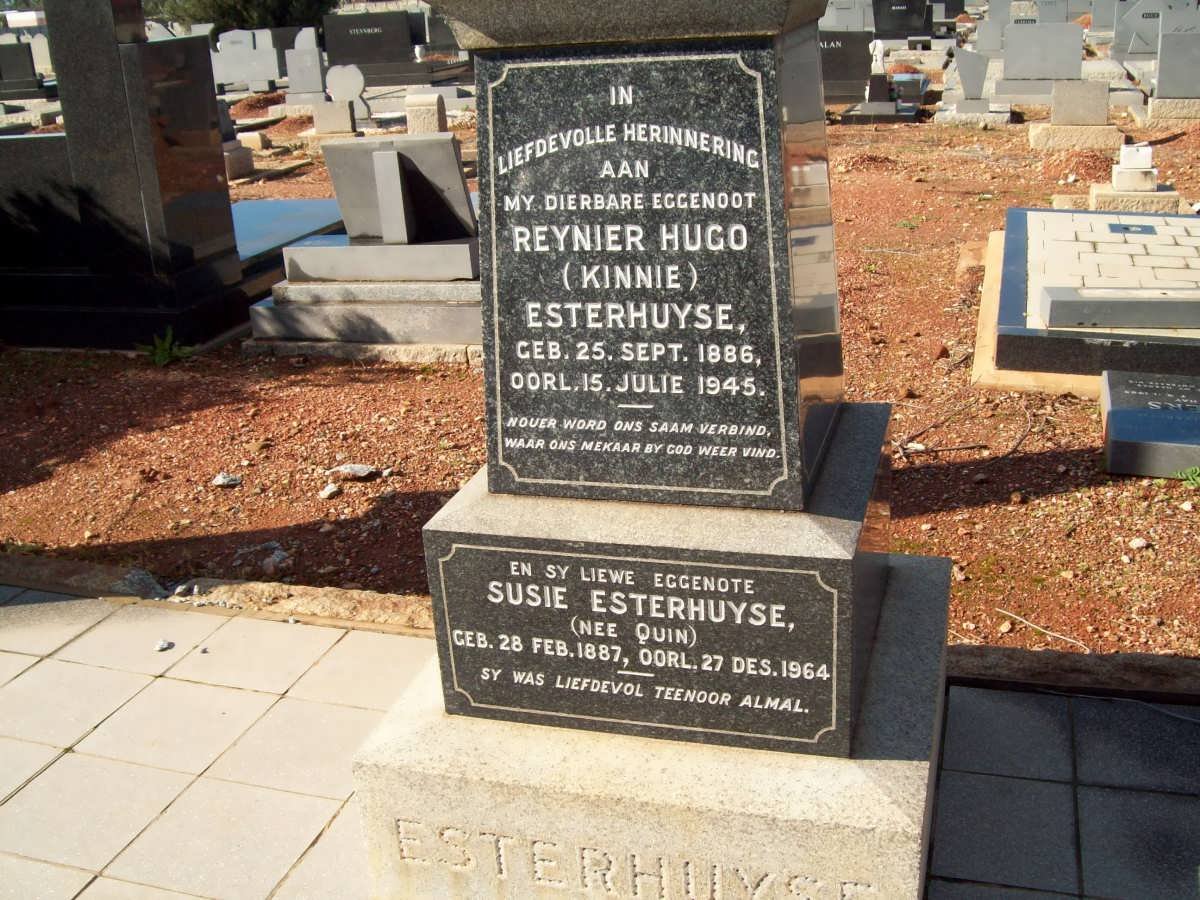 ESTERHUYSE Reynier Hugo 1886-1945 &amp; Susie QUIN 1887-1964