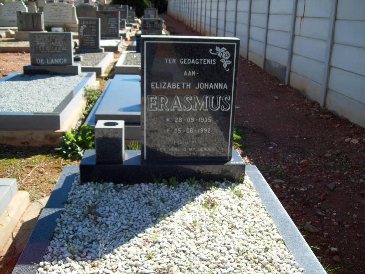 ERASMUS Elizabeth Johanna 1935-1992