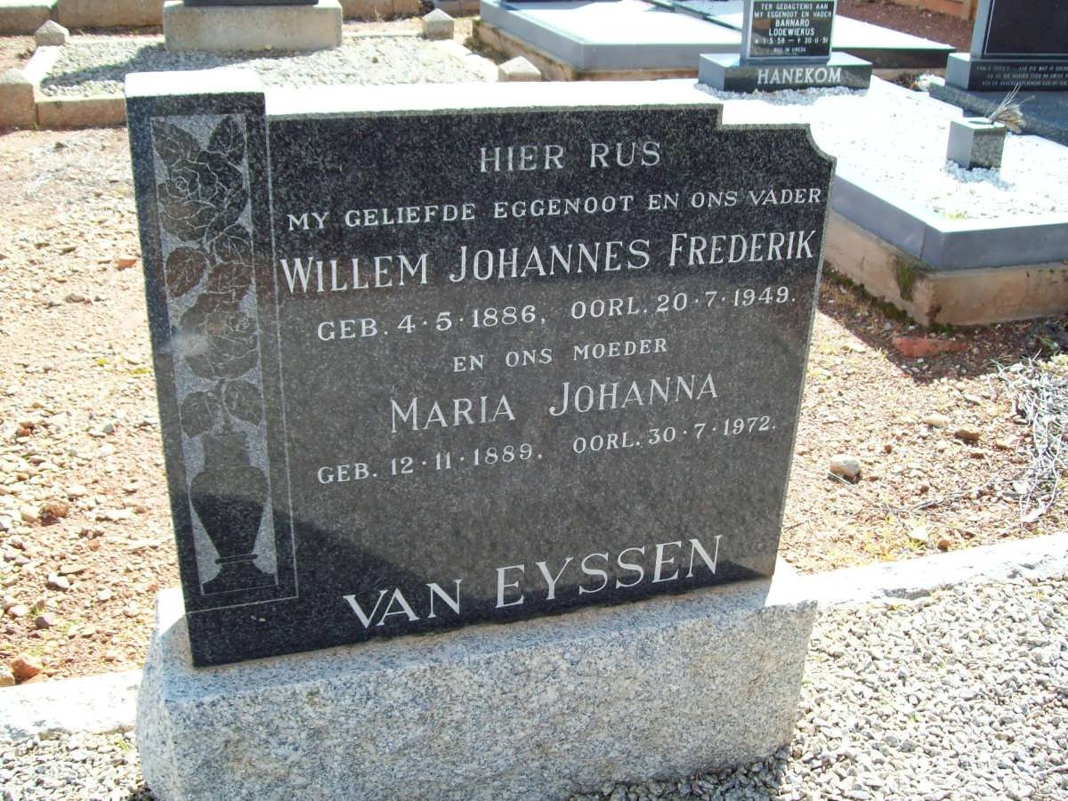 EYSSEN Willem Johannes Frederik, van 1886-1949 &amp; Maria Johanna 1889-1972