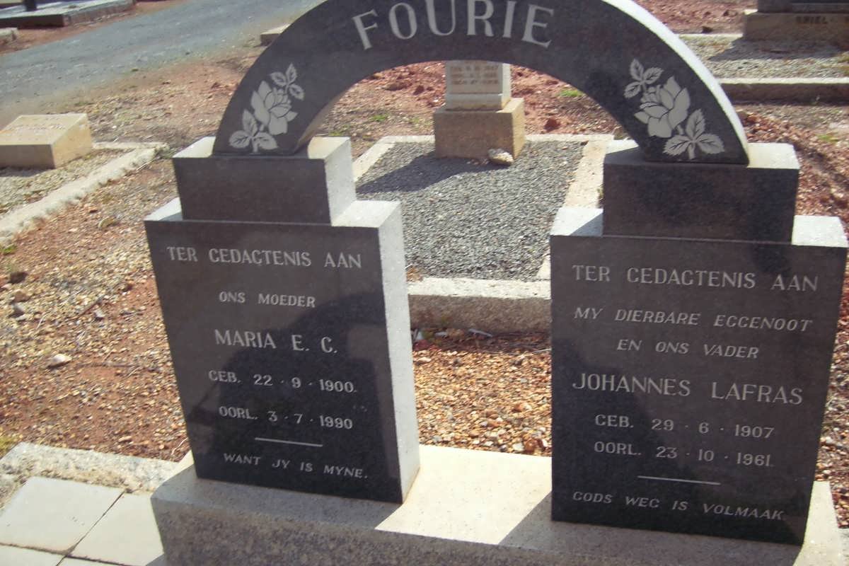 FOURIE Johannes Lafras 1907-1961 &amp; Maria E.C. 1900-1990
