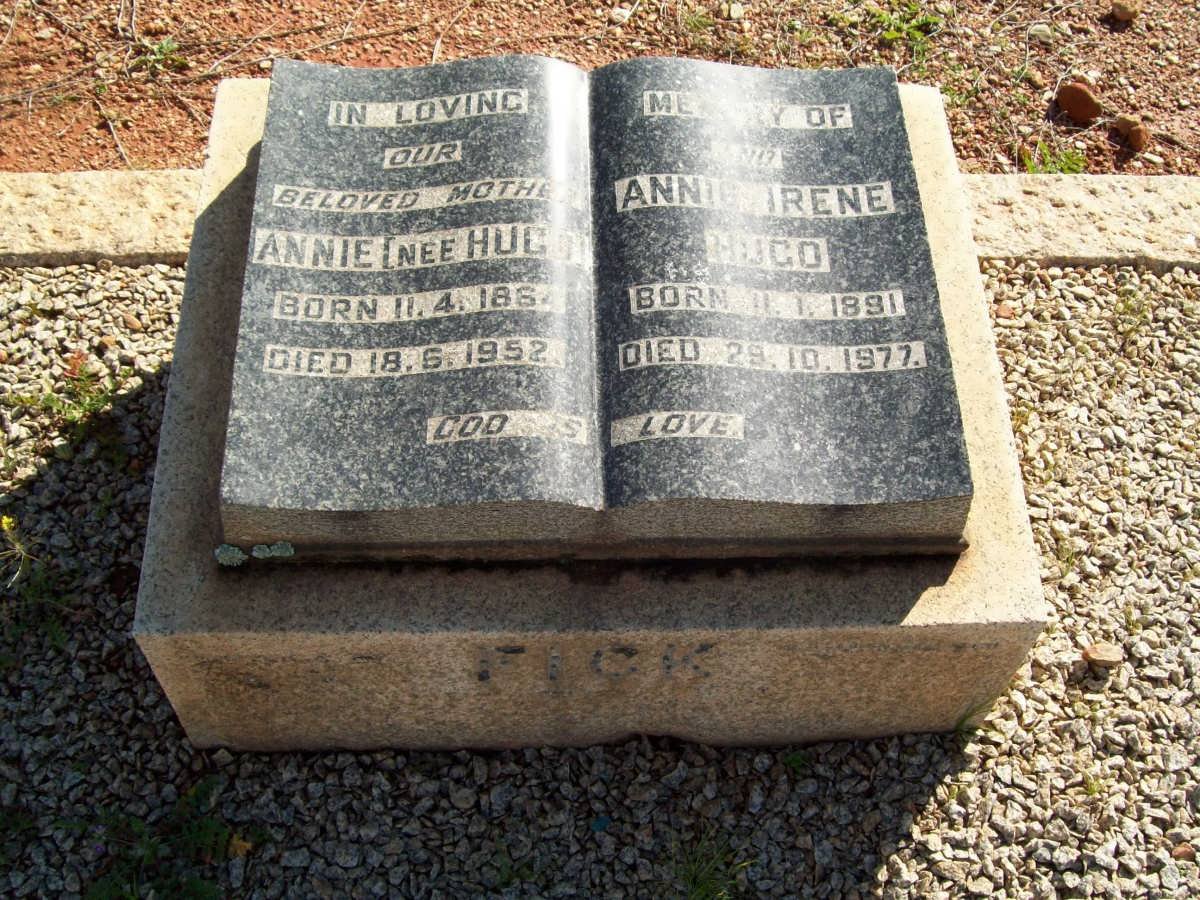 FICK Annie nee HUGO 1864-1952 :: HUGO Annie Irene 1891-1977