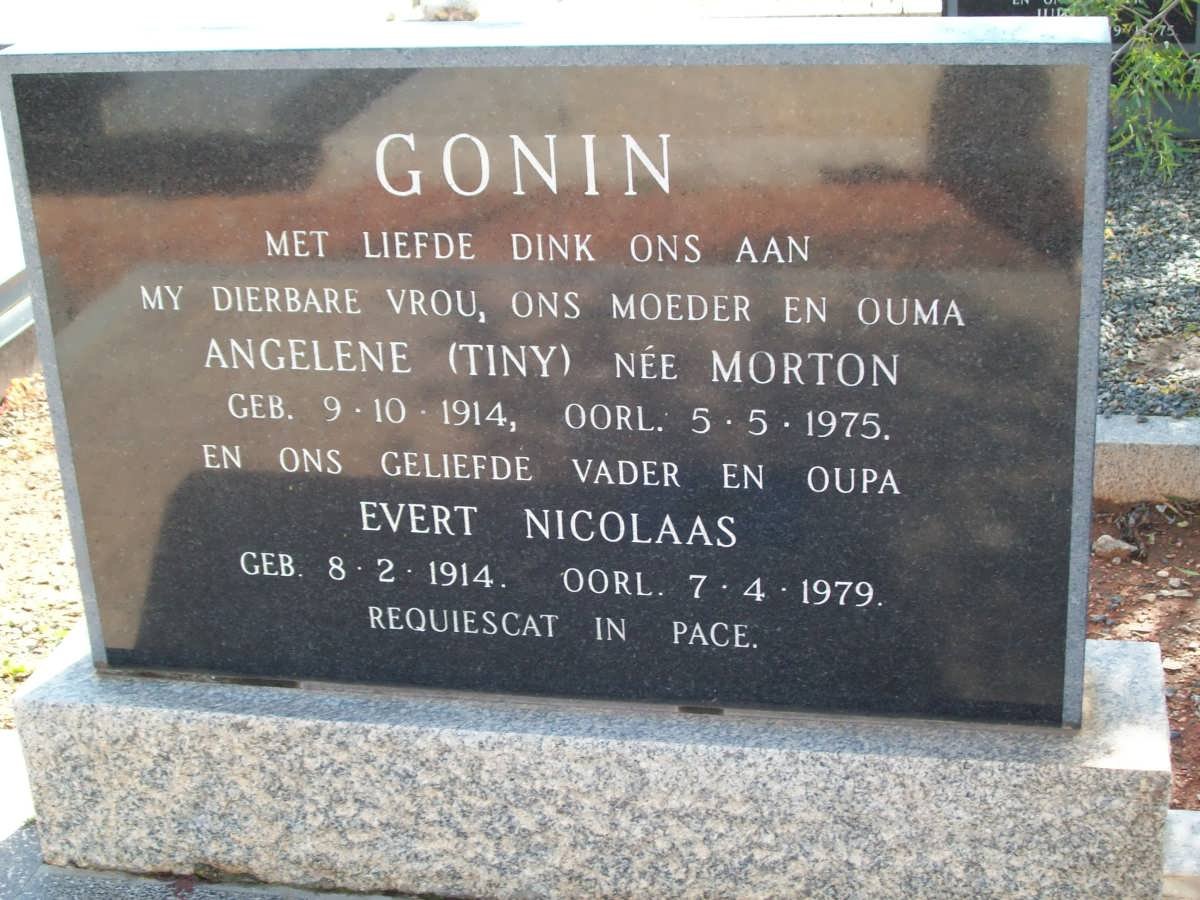 GONON Evert Nicolaas 1914-1979 &amp; Angelene MORTON 1914-1975
