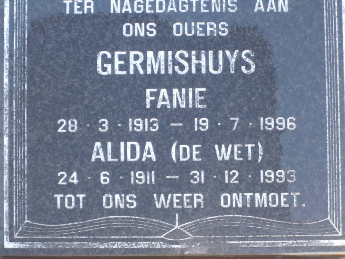 GERMISHUYS Fanie 1913-1996 &amp; Alida DE WET 1911-1993