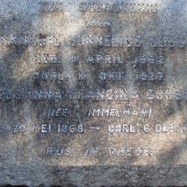 GOOSEN Francois Cornelius 1862-1927 &amp; Susanna Francina IMMELMAN 1868-1943
