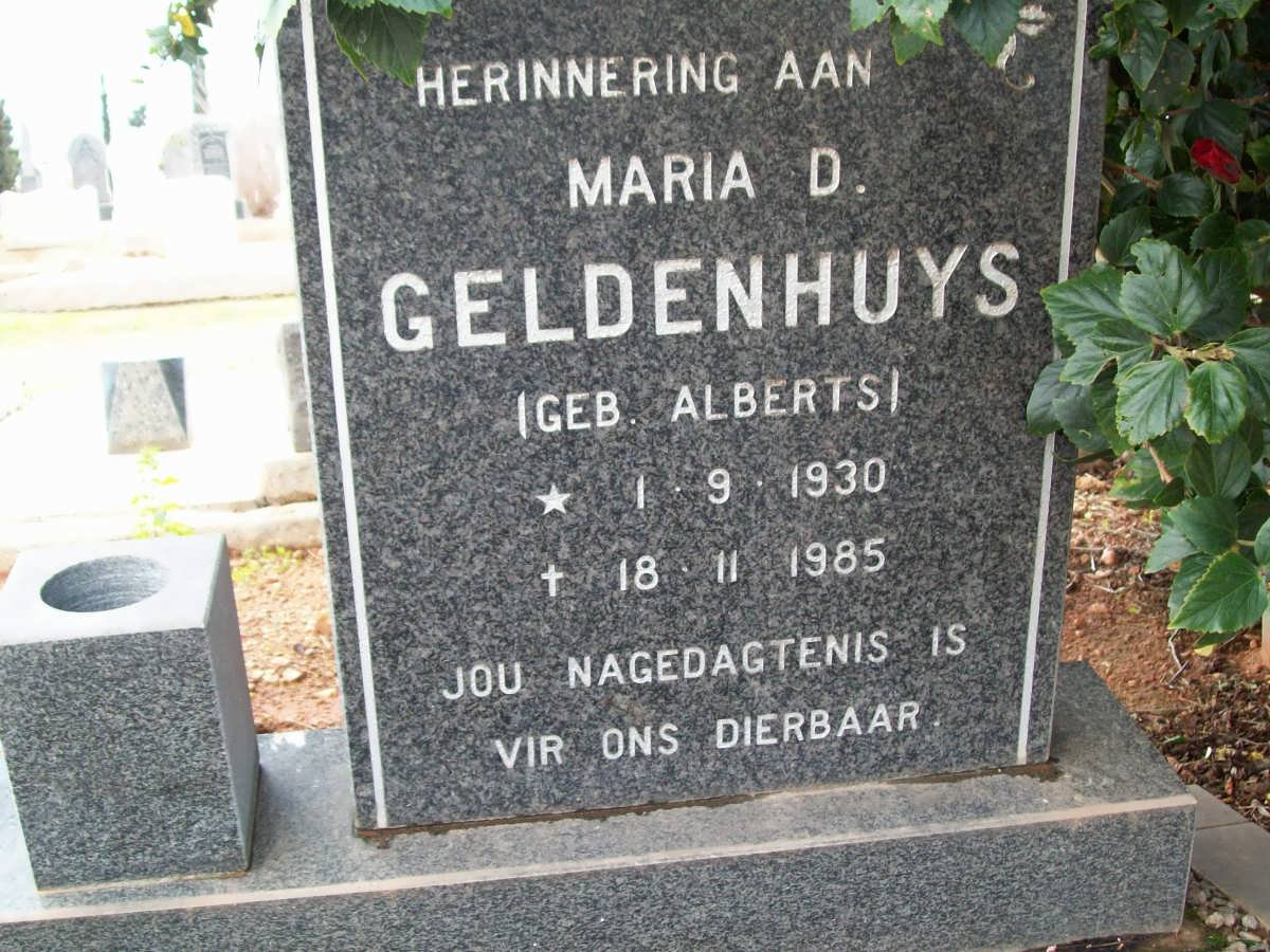 GELDENHUYS Maria D. nee ALBERTS 1930-1985