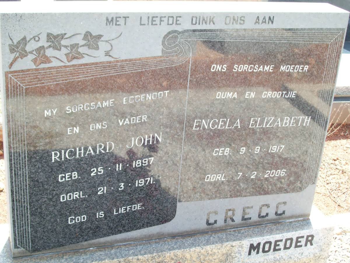 GREGG Richard John 1897-1971 &amp; Engela Elizabeth 1917-2006