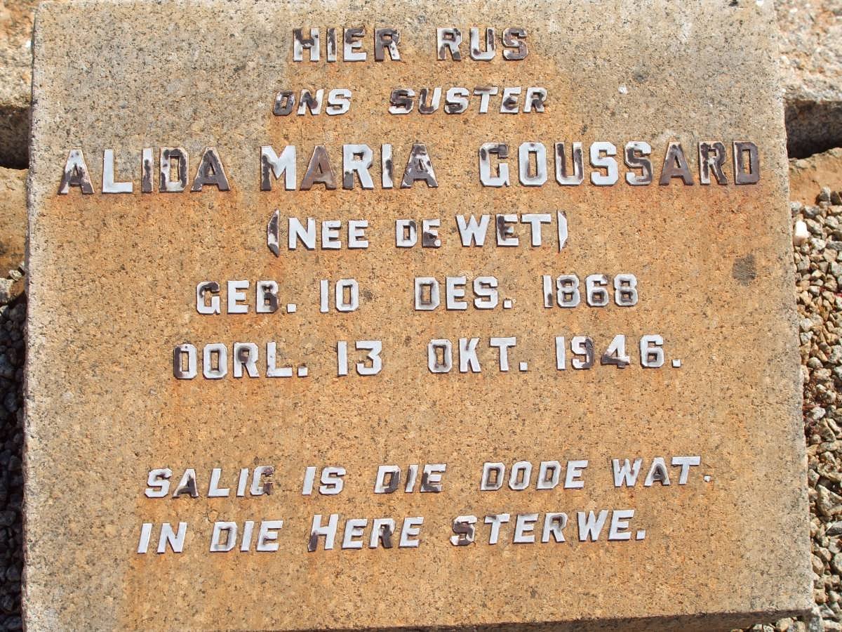 GOUSSARD Alida Maria nee DE WET 1868-1946