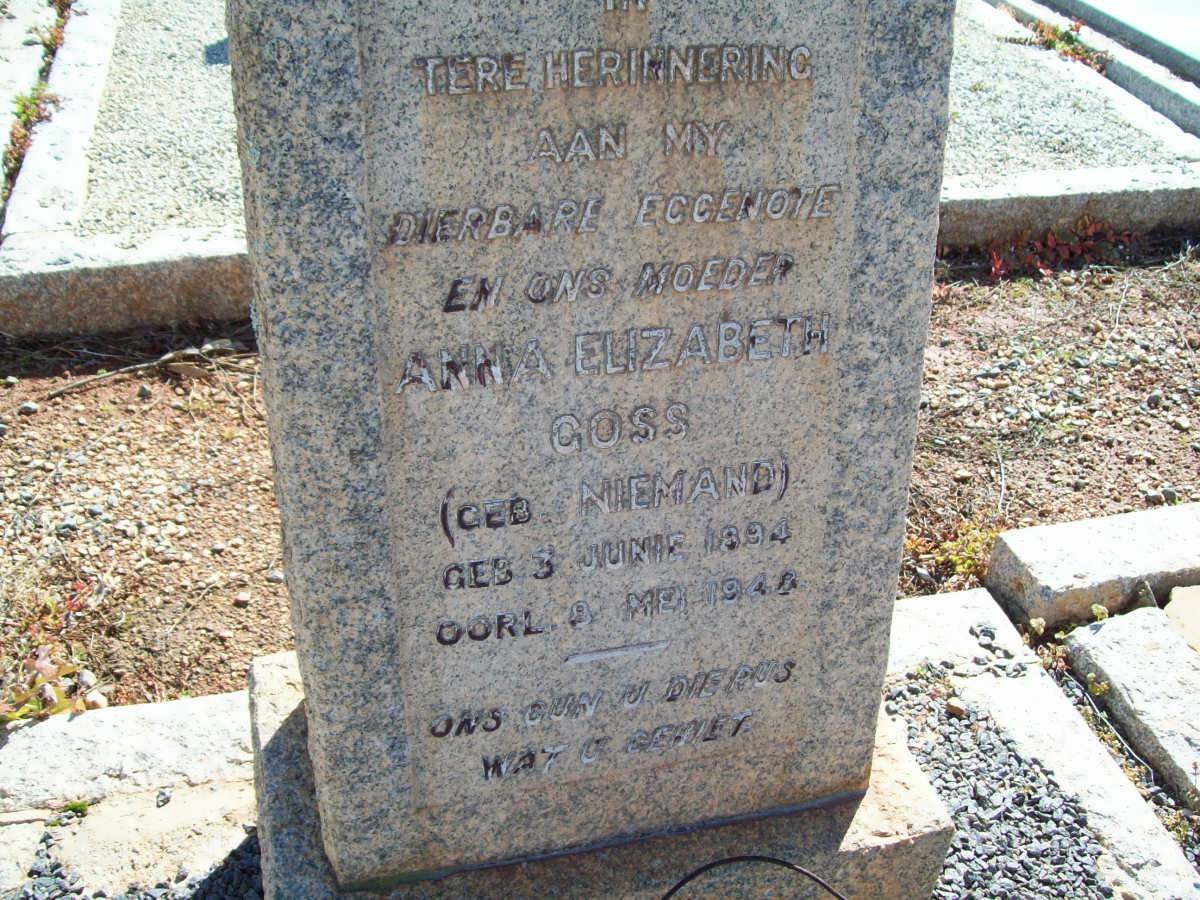 GOSS Anna Elizabeth nee NIEMANN 1894-1948