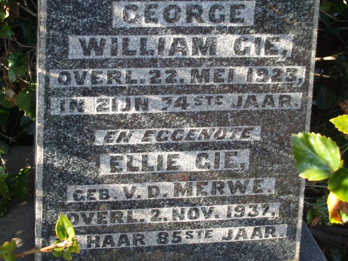 GIE George William -1923 &amp; Ellie V.D. MERWE -1937