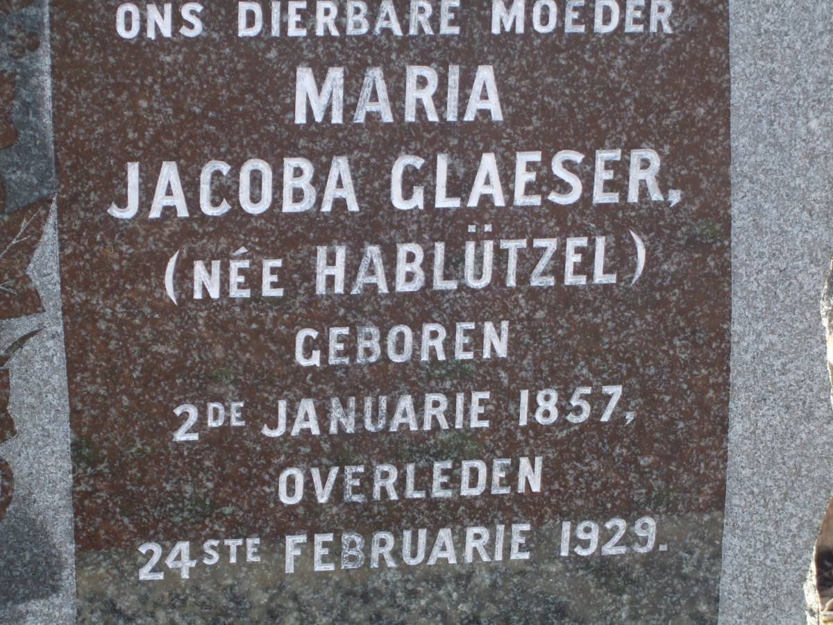 GLAESER Maria Jacoba nee HABLUTZEL 1857-1929