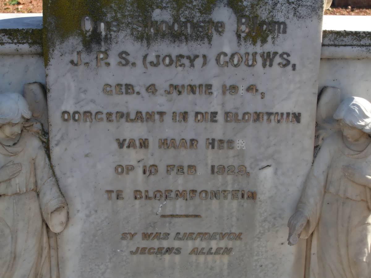 GOUWS J.P.S. 1914-1929