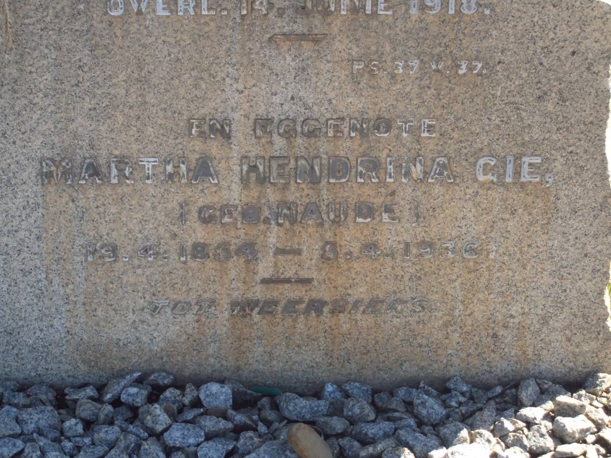 GIE Coenraad Johannes Carolus 1848-1918 &amp; Martha Hendrina NAUDE  1854-1936