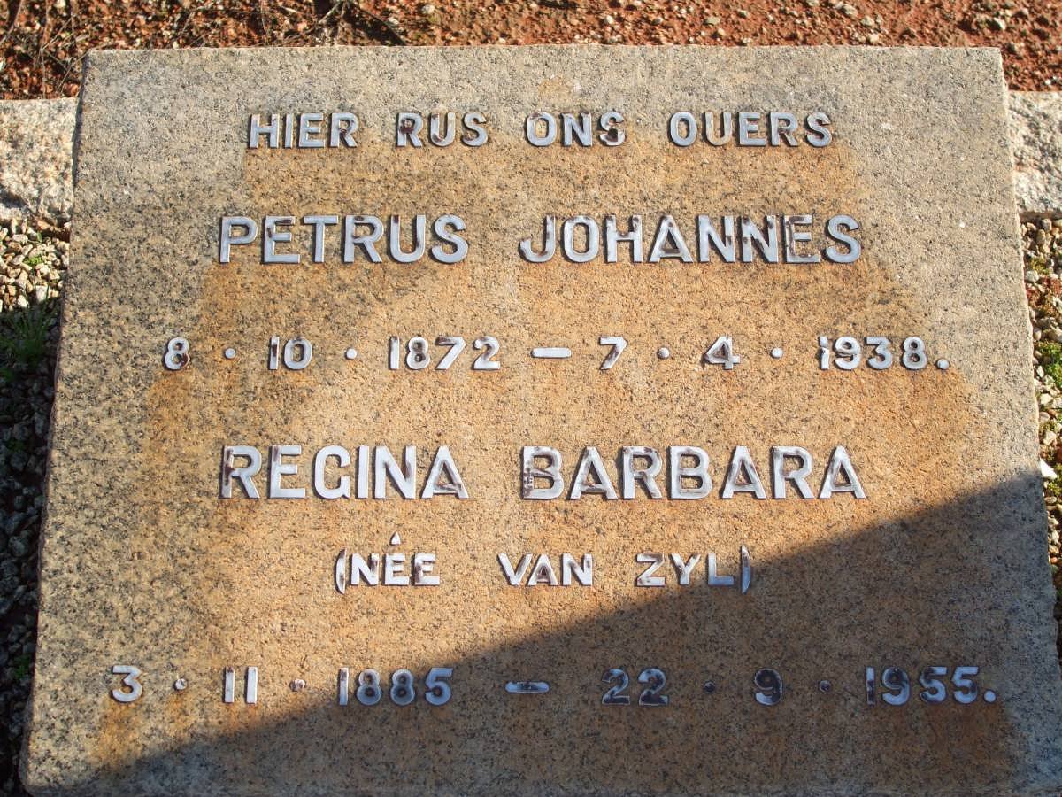GERBER Petrus Johannes 1872-1938 &amp; Regina Barbara VAN ZYL 1885-1955